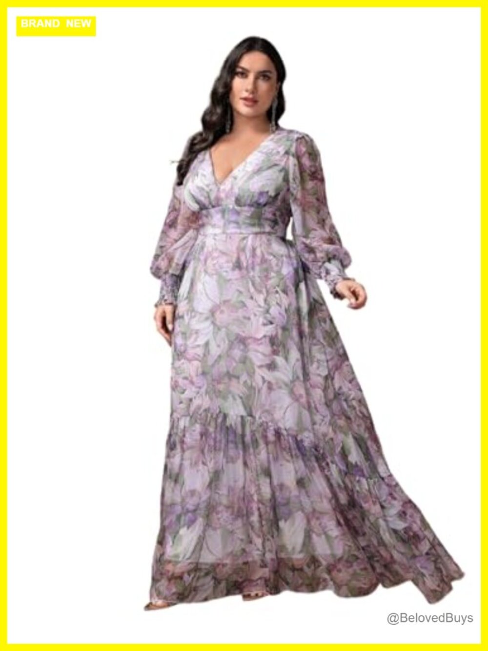 Plus Size Sequin Maxi Dress Long Sleeve V-Neck Backless Formal Cocktail Evening